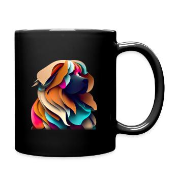 Abstrakter Leonberger in lebendiger und farbenfroher Kunst - Tasse einfarbig - Schwarz - Rechts