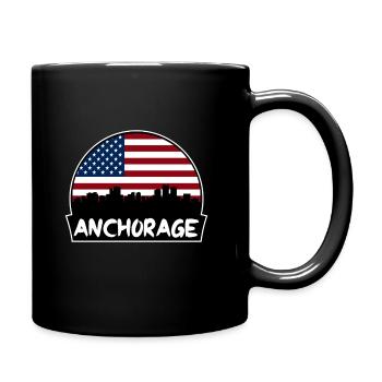 Anchorage Alaska USA Flagge Skyline Silhouette Trave - Tasse einfarbig - Schwarz - Rechts