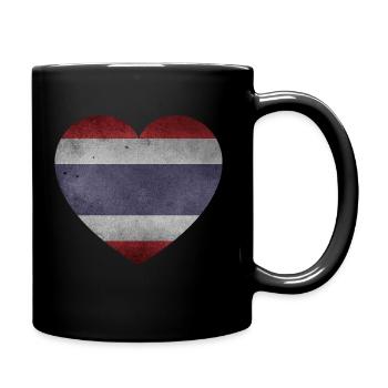 Thailand Thai flag heart I love Thailand - Full Colour Mug - black - Right