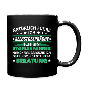 Ich führe Selbstgespräche - Staplerfahrer Edition - Tasse einfarbig - Schwarz - Rechts