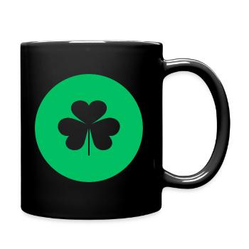 Glücksbringer Kleeblatt - Tasse einfarbig - Schwarz - Rechts
