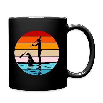 Debout Femme Pagayeuse avec chien - Mug uni - noir - Droite