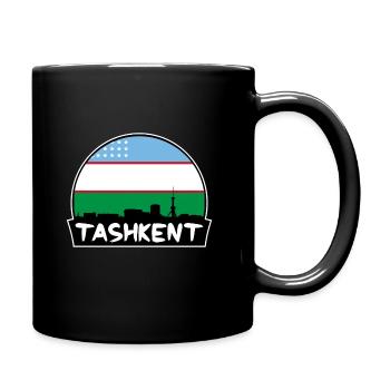 Taschkent Usbekistan Flagge Skyline Silhouette Reisen - Tasse einfarbig - Schwarz - Rechts