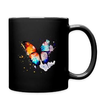 Butterfly Watercolor paint - Full Colour Mug - black - Right