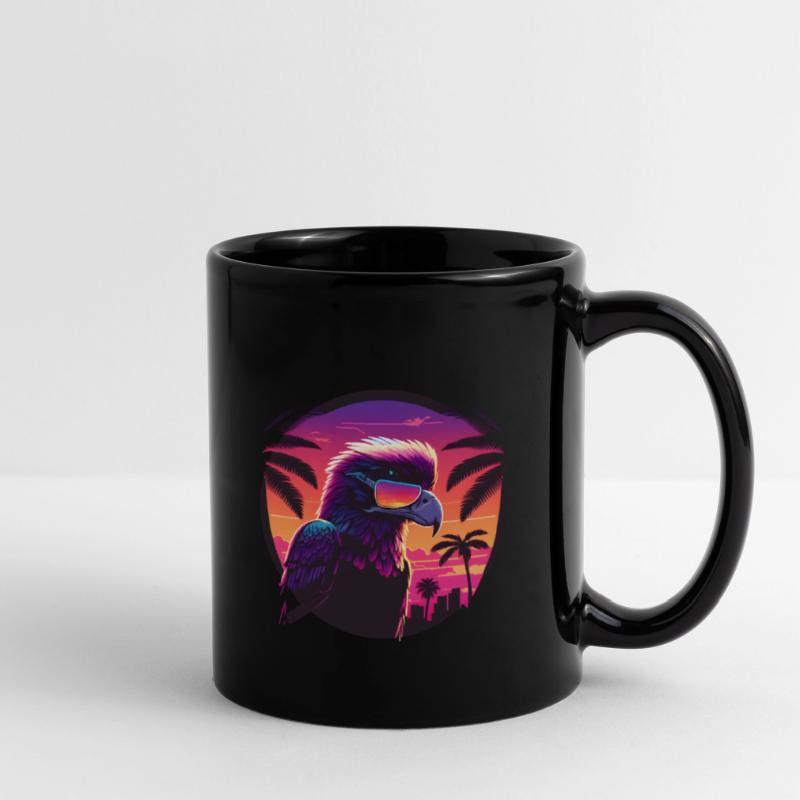 Synthwave eagle wearing sunglasses Tasse einfarbig