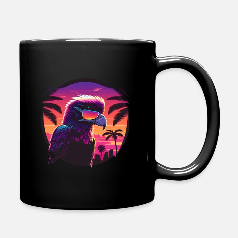 Synthwave eagle wearing sunglasses - Tasse einfarbig - Schwarz