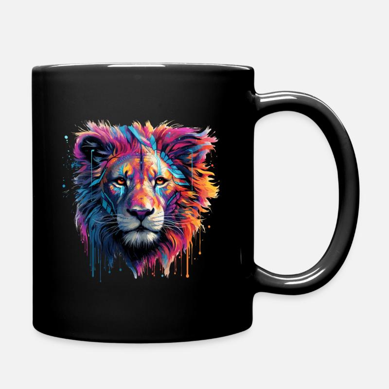 Löwe Krafttier - Tasse einfarbig - Schwarz