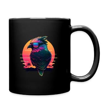 Synthwave sunset Bird - Mug uni - noir - Droite