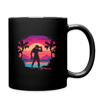 Synthwave Boxer - Tasse einfarbig - Schwarz - Rechts