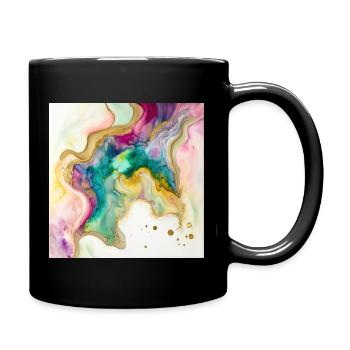 Regenbogenfarben und Goldfarben-Wirbelmuster - Tasse einfarbig - Schwarz - Rechts