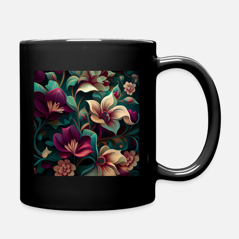 Motif de fleurs botaniques - Mug uni - noir
