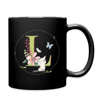 Lettre initiale L avec chat - Mug uni - noir - Droite