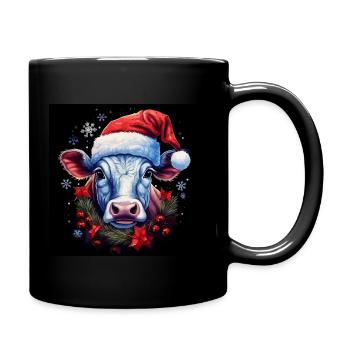 Weihnachtskuh - Tasse einfarbig - Schwarz - Rechts