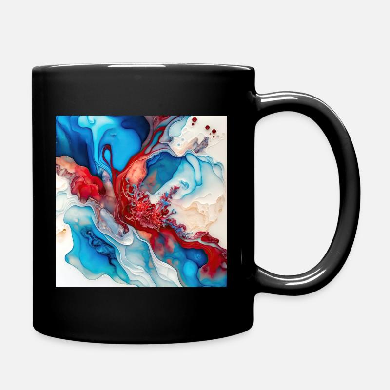 Rotes, weißes und blaues Farbwirbelmuster - Tasse einfarbig - Schwarz