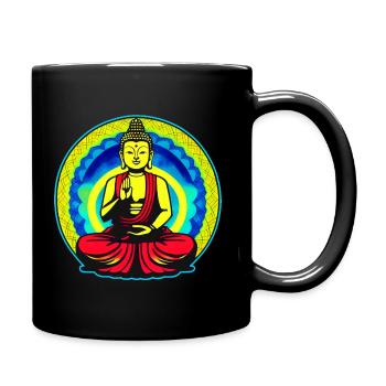 Bouddha coloré en position de yoga - Mug uni - noir - Droite
