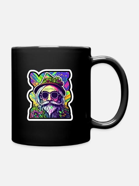 Hippie Opi - Tasse einfarbig - Schwarz