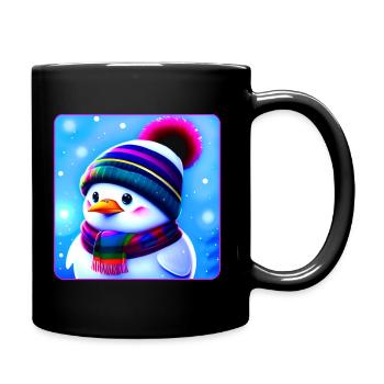 Mignon petit pingouin avec chapeau d’hiver - Mug uni - noir - Droite