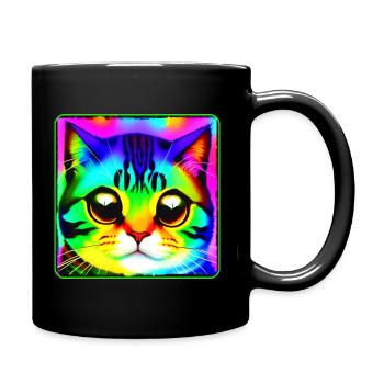 Chat de mauvaise humeur aux couleurs vives - Mug uni - noir - Droite