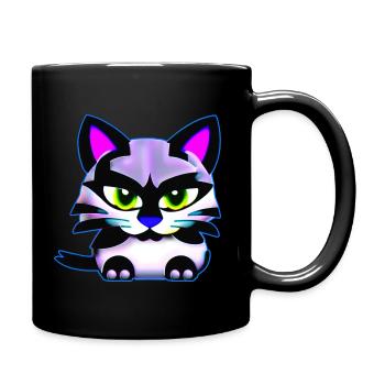 Chat de mauvaise humeur aux couleurs vives - Mug uni - noir - Droite