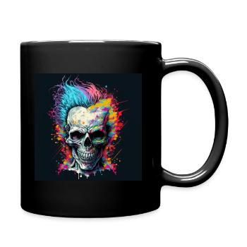 Crâne de zombie punk d’horreur coloré - Mug uni - noir - Droite
