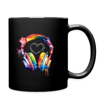 Kopfhörer Musik-Liebe - Tasse einfarbig - Schwarz - Rechts