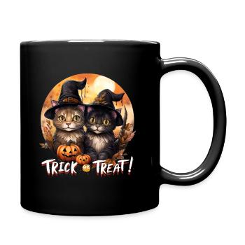 Halloween Trick or Treat Cute Cats - Full Colour Mug - black - Right