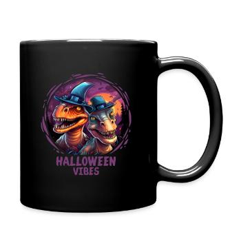 Halloween Vibes Dinosaur Velociraptor Dino - Full Colour Mug - black - Right