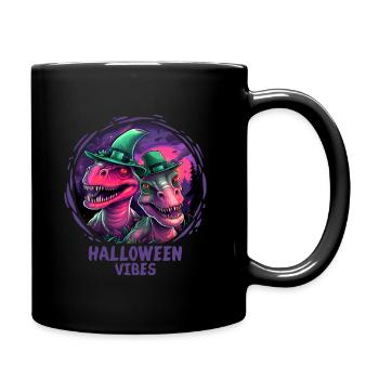 Halloween Dinosaur Velociraptor Dino - Full Colour Mug - black - Right