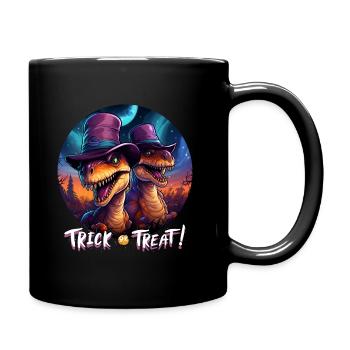 Halloween Dinosaur Velociraptor Trick or Treat - Full Colour Mug - black - Right