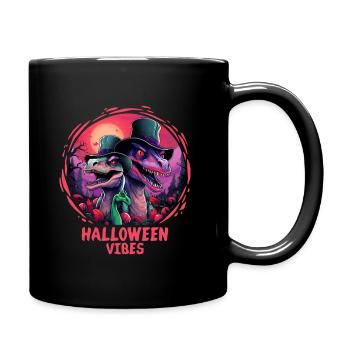 Halloween Dinosaur Velociraptor Dino Lizard - Full Colour Mug - black - Right