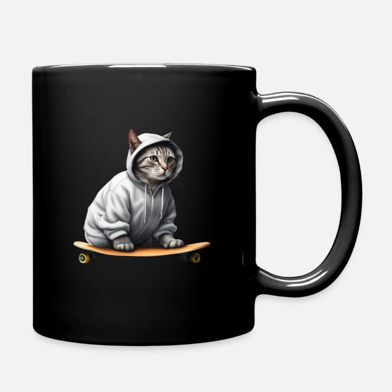 Skaterkatze - Tasse einfarbig - Schwarz