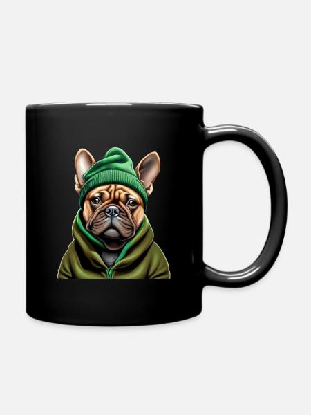 Französische Bulldogge cool - Tasse einfarbig - Schwarz