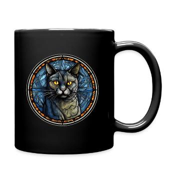 Chartreux Katzenrasse Aquarellglas - Tasse einfarbig - Schwarz - Rechts