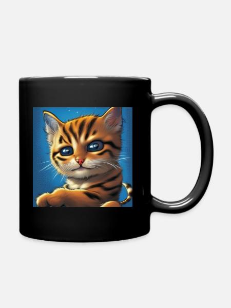 cute cat eyes - Full Colour Mug - black