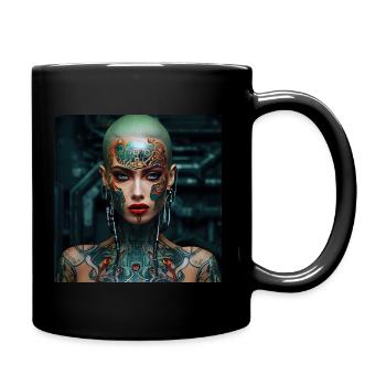 Woman cyborg - Full Colour Mug - black - Right