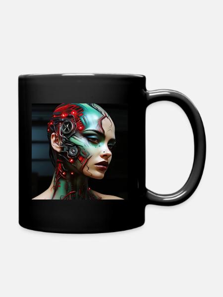 Woman cyborg - Full Colour Mug - black