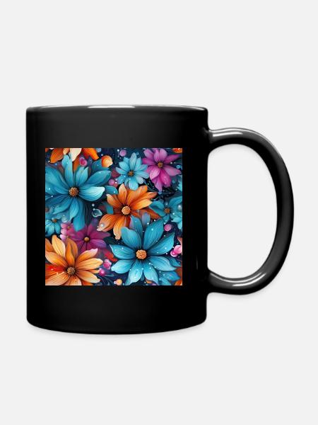 Tie-Dye flowers - Full Colour Mug - black