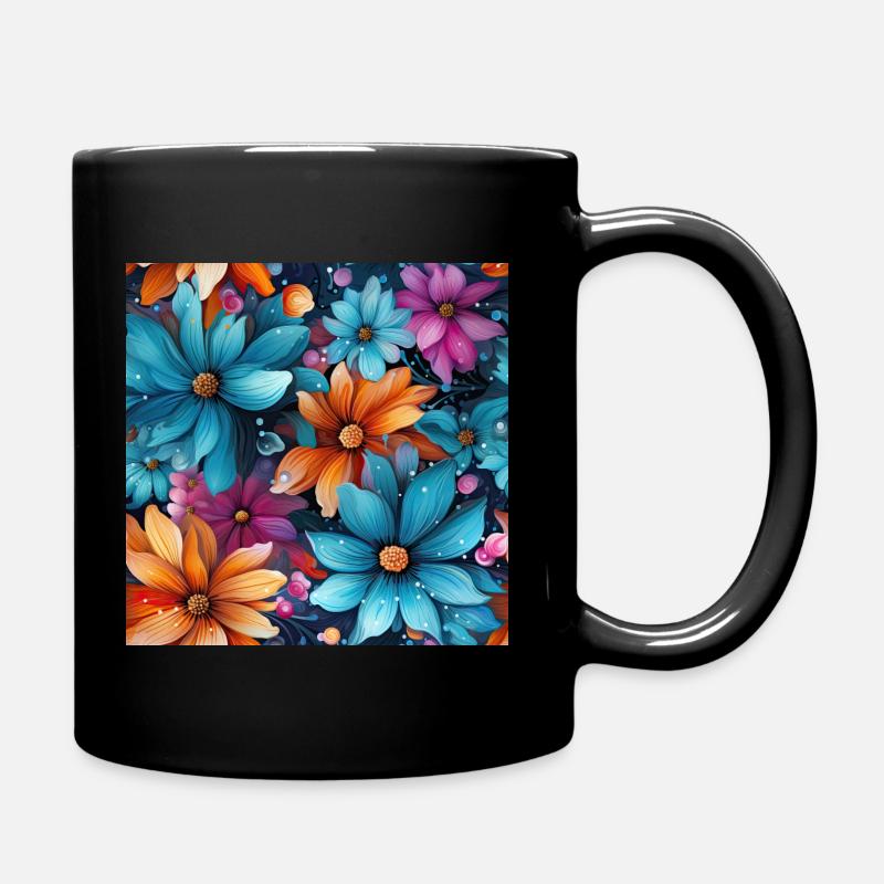 Tie-Dye flowers - Full Colour Mug - black