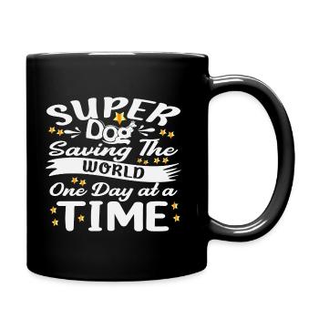 Super dog sauve le monde une fois par jour - Mug uni - noir - Droite
