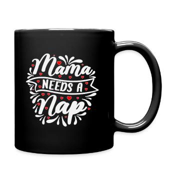 Mama needs a nap gold red heart motifs - Full Colour Mug - black - Right