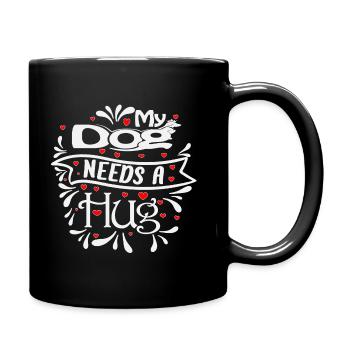 My dog needs a hug red hearts decorations - Full Colour Mug - black - Right