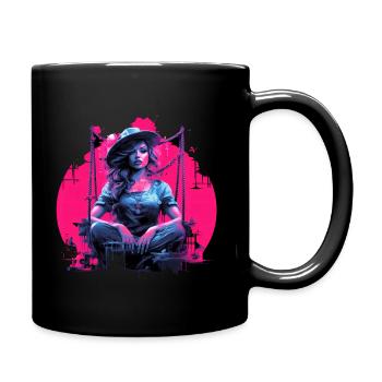 Belle femme au bord de la mer en style pin-up - Mug uni - noir - Droite