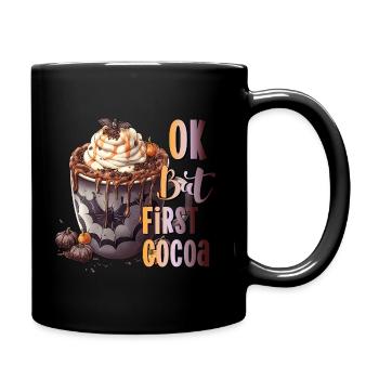 Bat first cocoa Halloween cacao bat - Full Colour Mug - black - Right