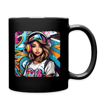 Cool Girl avec des écouteurs Graffiti Hip Hop Music - Mug uni - noir - Droite