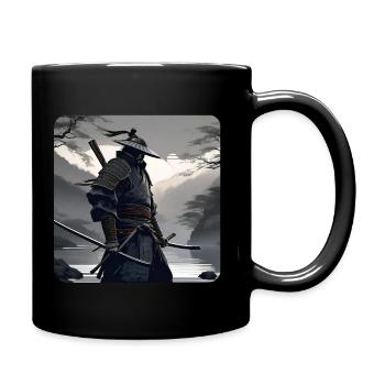 Einsamer Samurai Krieger Schwarz Weiß Asia Kendo - Tasse einfarbig - Schwarz - Rechts