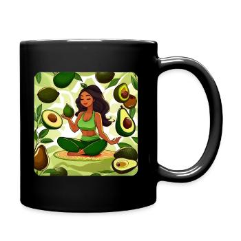 Femme de yoga avec des fruits d’avocat - Mug uni - noir - Droite