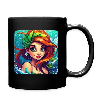 Niedliche Meerjungfrau Comic Anime Zeichentrick - Tasse einfarbig - Schwarz - Rechts