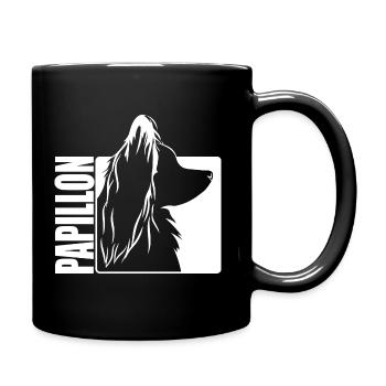 Papillon Profil Hunde Hund Wilsigns - Tasse einfarbig - Schwarz - Rechts