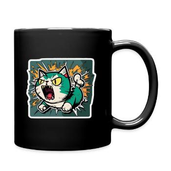 Angry Cat Chaos: Cartoon Rage in Kitten Style - Full Colour Mug - black - Right