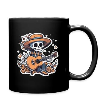 Guitar playing Skeleton - Tasse einfarbig - Schwarz - Rechts